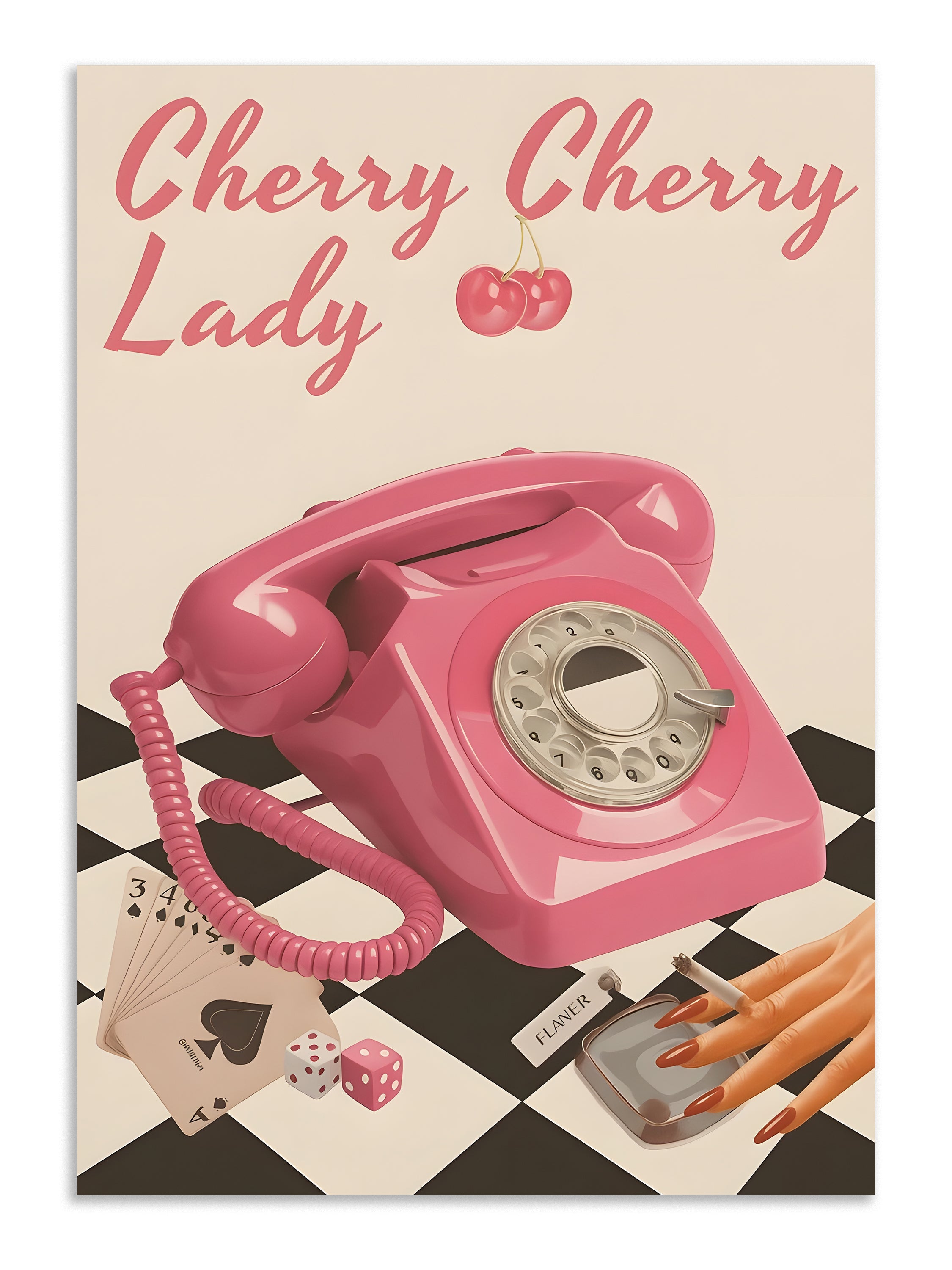 Cherry Cherry Lady Retro Aesthetic Wall Art Print Lazywalls